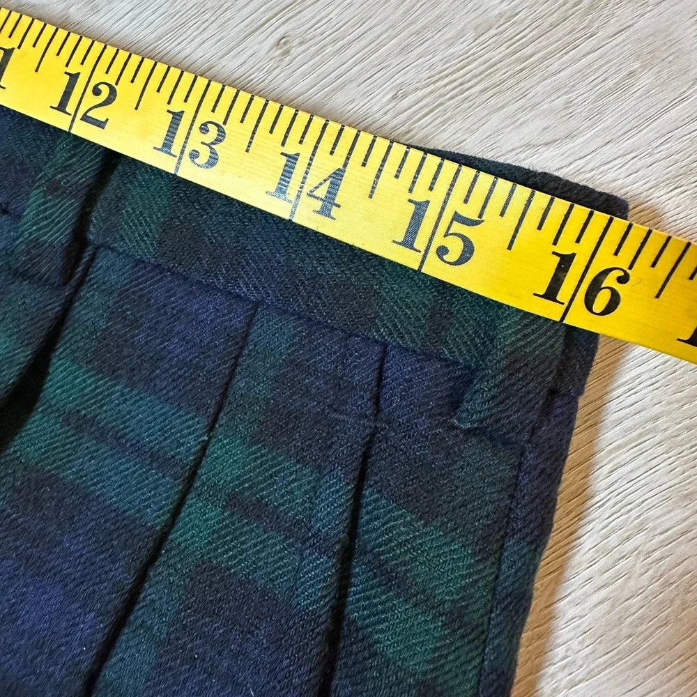 Vtg Jos A Bank Mens 32x28 Green Blue Plaid 100% Wool Dress Pleat Pants USA Made